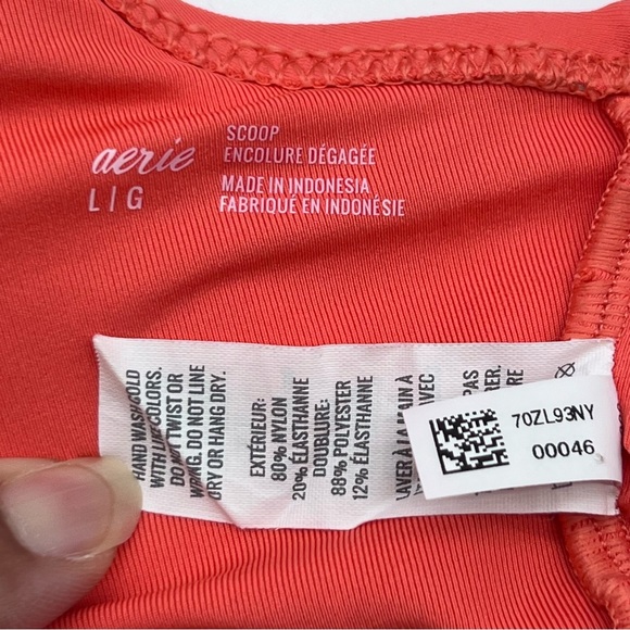 Aerie Coral Bikini 60s inspired w/ Beige Ring at the Center Front Top-Size L - Picture 5 of 8